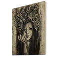 thumbnail image 2 of Designart 'Portrait Of A Young Woman With Flowers III' Modern Print on Natural Pine Wood, 2 of 5