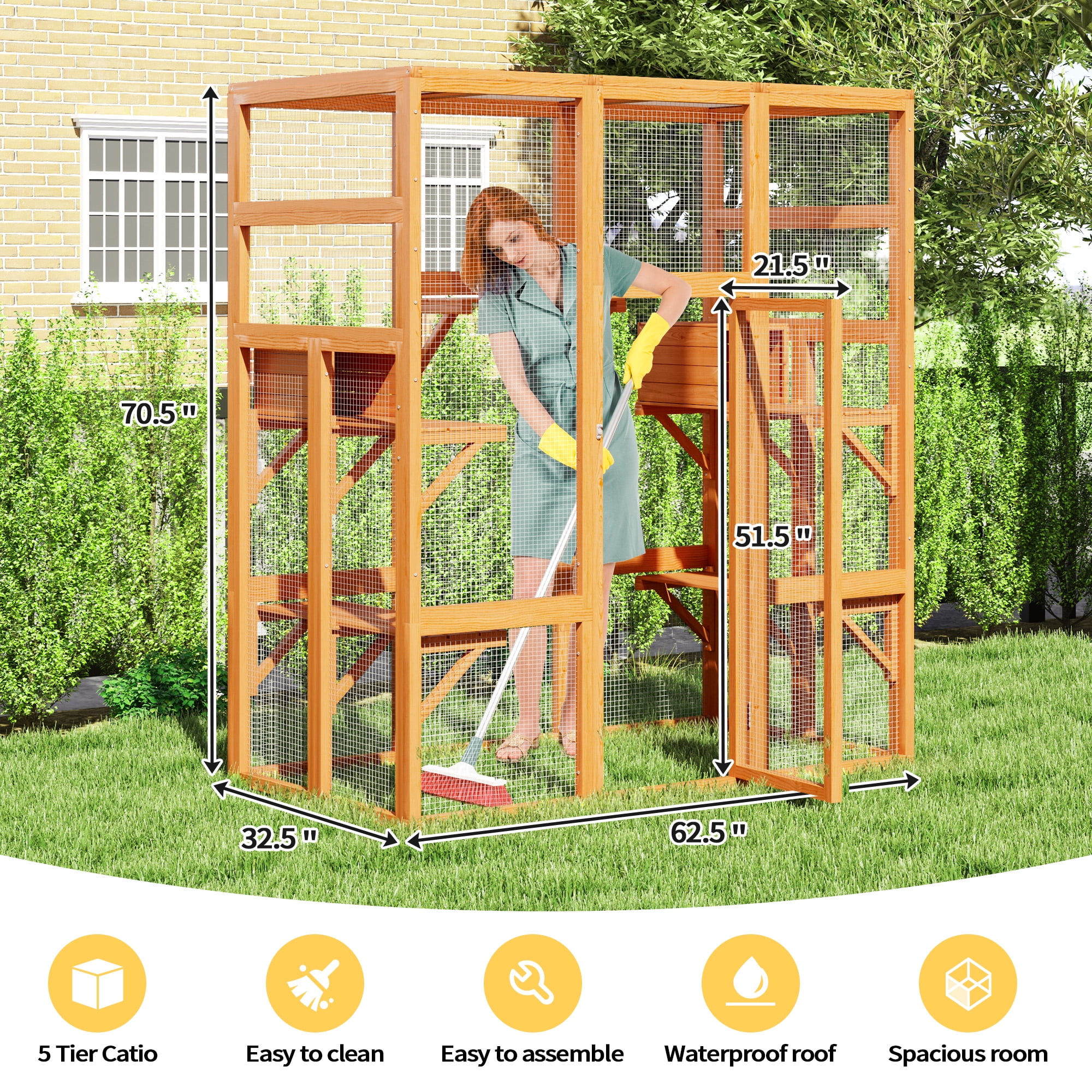 Coziwow Cat Enclosure Cat House Catio Small Animal Playpen Outdoor, Orange
