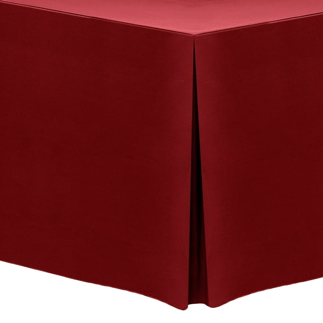 Ultimate Textile (2 Pack) 4 ft. Fitted Polyester Tablecloth - for 24 x 48-Inch Banquet and Folding Rectangular Tables, Cherry Red
