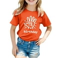 thumbnail image 4 of MEZZALL T-Shirt à Manches Courtes pour Fille d'Anniversaire, Col Rond, Coupe Décontractée, Basique, Orange, 3-4 Ans, 4 of 4