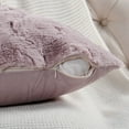 thumbnail image 2 of Home Soft Things Serenta Jacquard Rabbit Faux Fur Throw Pillow Covers 2 Piece Set, 20" x 20", Pink, 2 of 6
