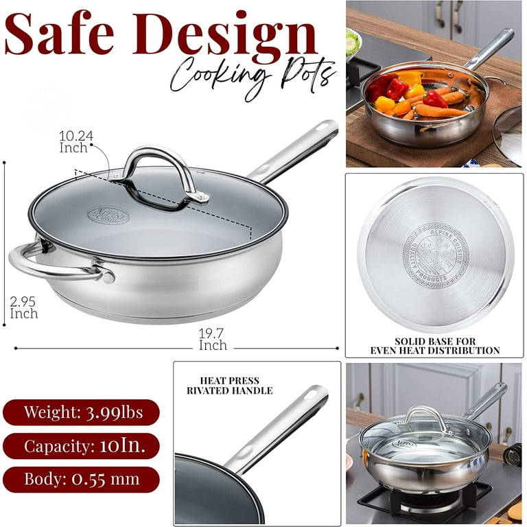 Alpine Cuisine Belly Shape Sauce Pan 2 Quart | Stainless Steel Cookware  Saucepan with Glass Lid & Ergonomic Handle | Suitable for Home Kitchen  Cooking