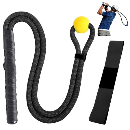 Black Golf Rope Swing Trainer Multi-Purpose Training, Golf Swing Band Speed Practice Equipment for Men Women Golfers, Training Aid for Correcting Arm Flexibility and Strength
