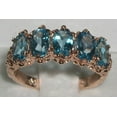 thumbnail image 2 of LBG British Made 10k Rose Gold Natural Blue Topaz Womens Eternity Ring - 33 size options - Size 7.25, 2 of 5