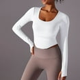 thumbnail image 4 of aidice Athletic Tops for Women Cropped Scoop Neck Long Sleeve Skinny Stretch Breathable Gym Yoga Tops, 4 of 6