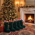 thumbnail image 6 of TETOU 18.9" Velvet Christmas Stockings, Extra Thick Large Bow Velvet Christmas Stockings for Fireplace Family Holiday Christmas Party Decorations(Green), 6 of 7