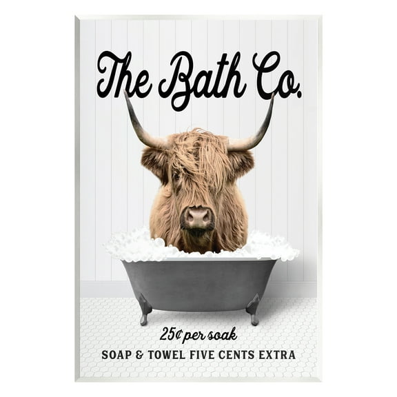 Stupell Industries Bubble Bath Highland Cow Animals & Insects Painting Unframed Art Print Wall Art, 10 x 15
