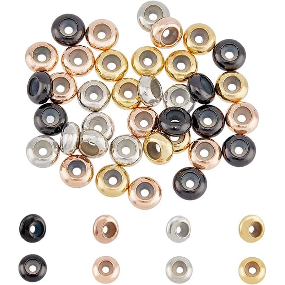 40pcs 4 Colors Brass Stopper Beads with Rubber Inside Solid Weight Round Positioning Spacer Beads Adjustable Slider Clasps for Bracelet Necklace Jewelry Making Hole 2mm Multi-color