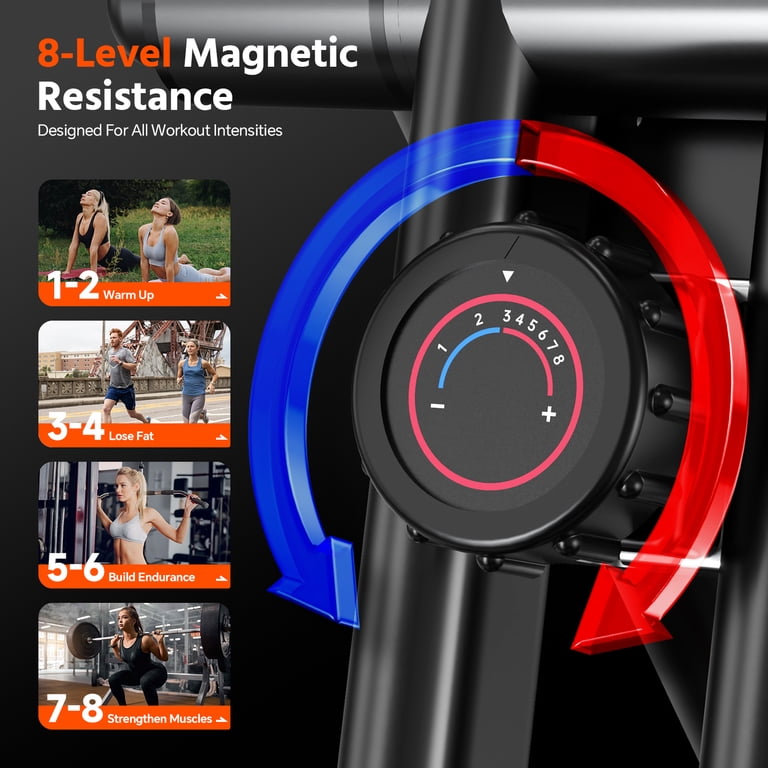 Pooboo Folding Magnetic Upright Bike, 8-Level Resistance, 300 lb photo 7