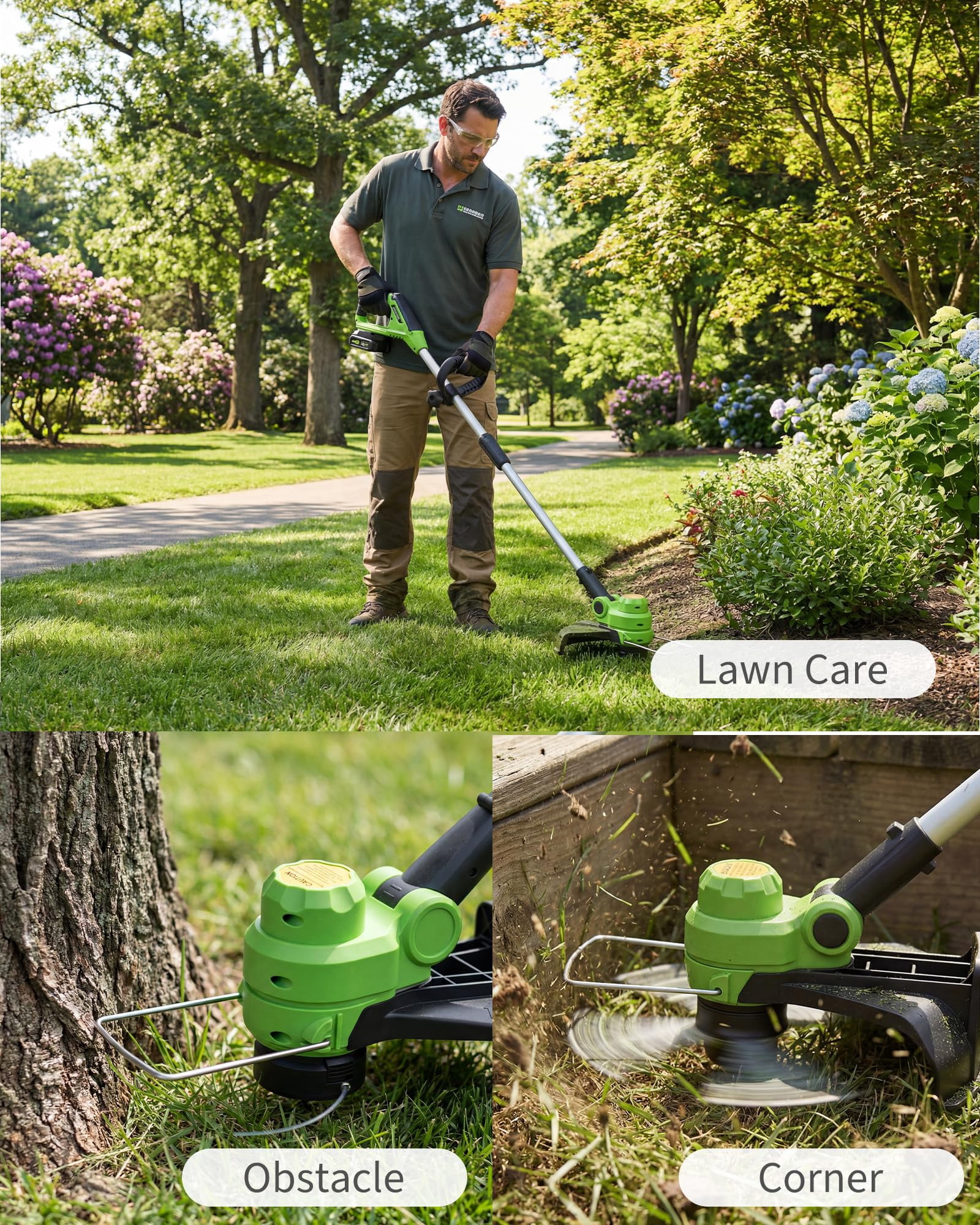 Cordless String Trimmer & Leaf Blower Combo 20V – Electric Lawn Edger and Yard Blower Set, Lightweight Outdoor Garden Tools for Grass Trimming, Lawn Edging & Leaf Cleanup