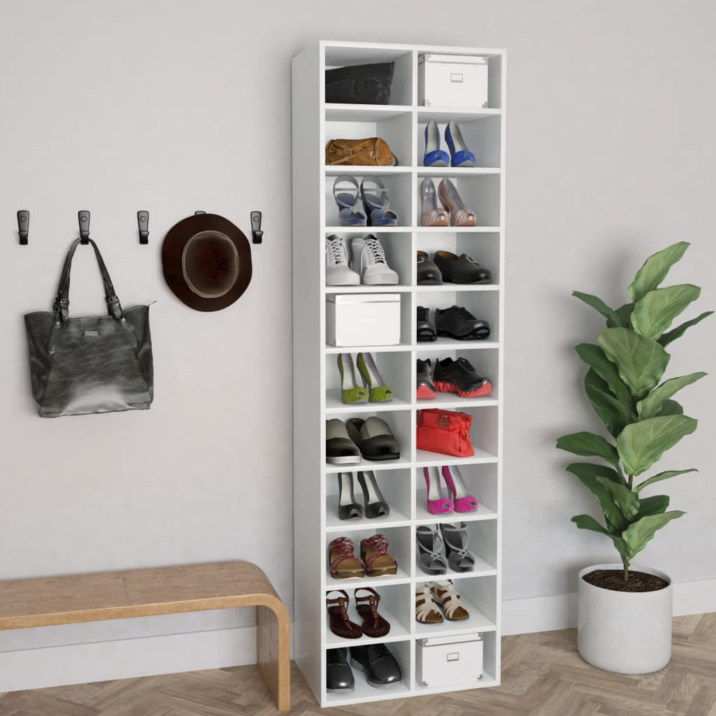 Facilehome Floor Standing Full Length Mirror Shoe Cabinet,5 Tier Closet