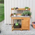 thumbnail image 4 of Alden design Wooden Garden Potting Bench with Cabinet, Oak, 4 of 9