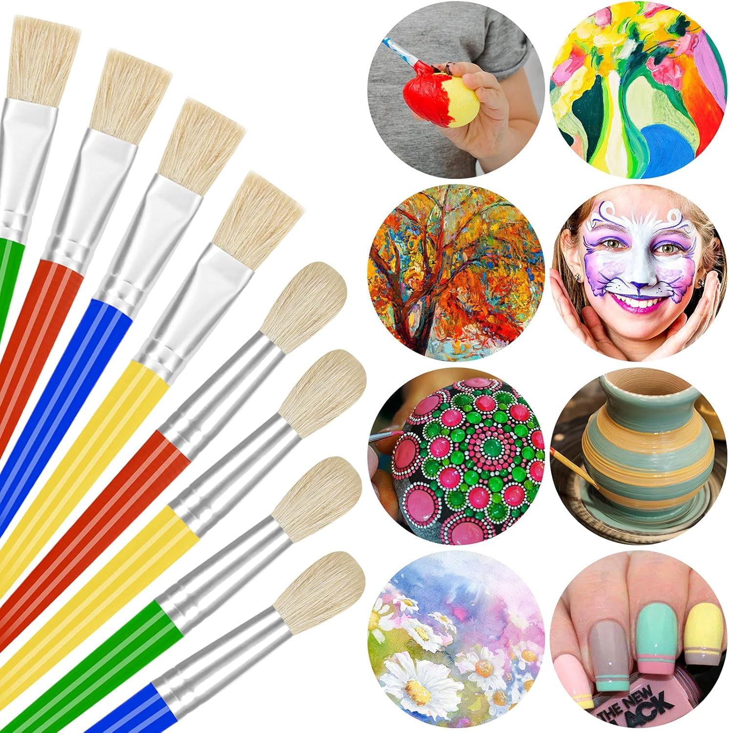 Artisanal Chubby Paint Brushes for Toddlers, Easy Grip Handles Enhance Dexterity, Anti-Shedding Soft Nylon Hair Promotes Precision, Ideal for All Types of Paint, Cultivate a Love