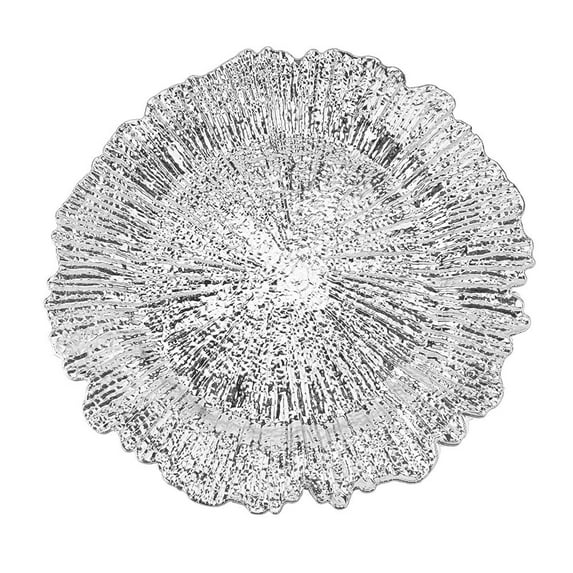 Reef Textured Plastic Charger Plates, 12-1/2-Inch, Silver, 1-Count