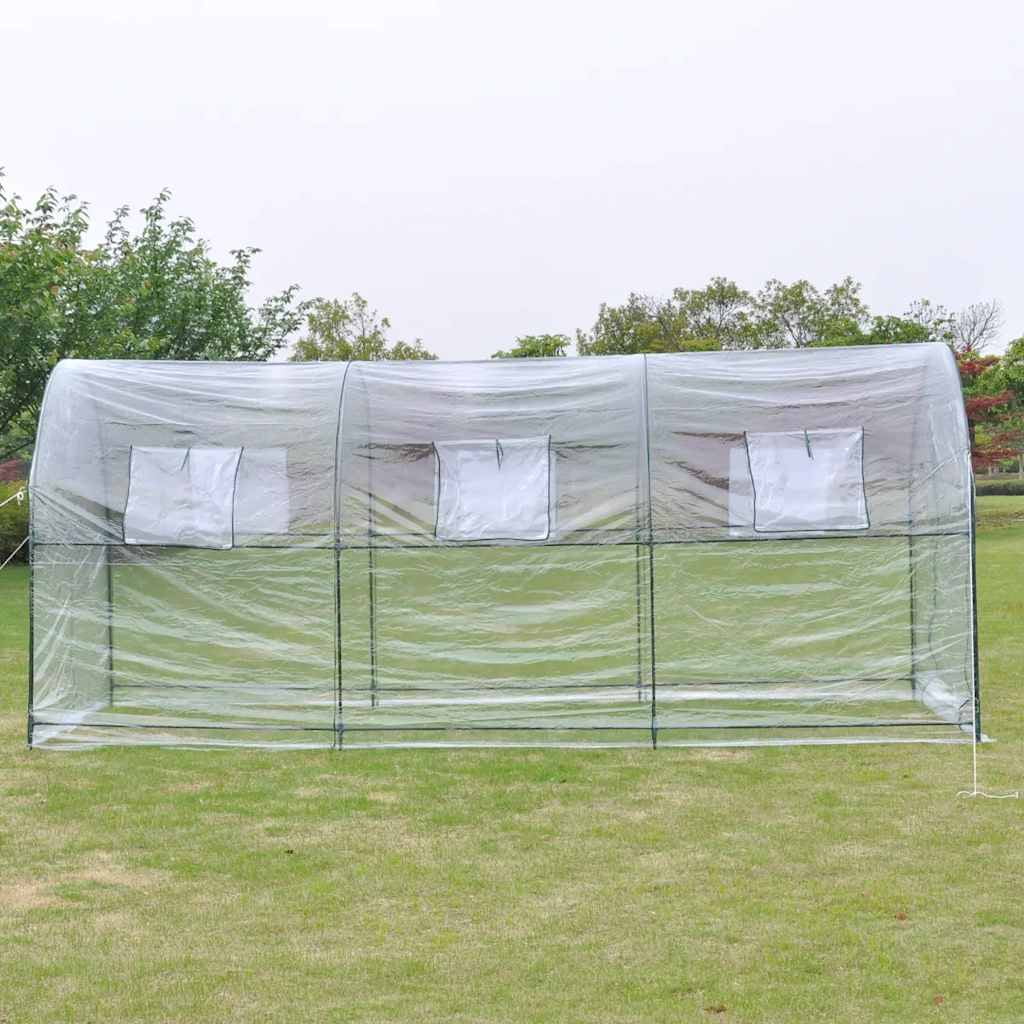 vidaXL Greenhouse Transparent PVC, Powder-Coated Steel Large Portable 177.1" x 74.8" x 78.7"