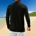 thumbnail image 4 of Men Linen Shirts,Solid Color Stand Collar Long Sleeve Button Henley Shirts,Autumn Winter Comfort Breathable Pullover Blouses Holiday Vacation Casual Loose Tops with Pocket Tees, 4 of 8