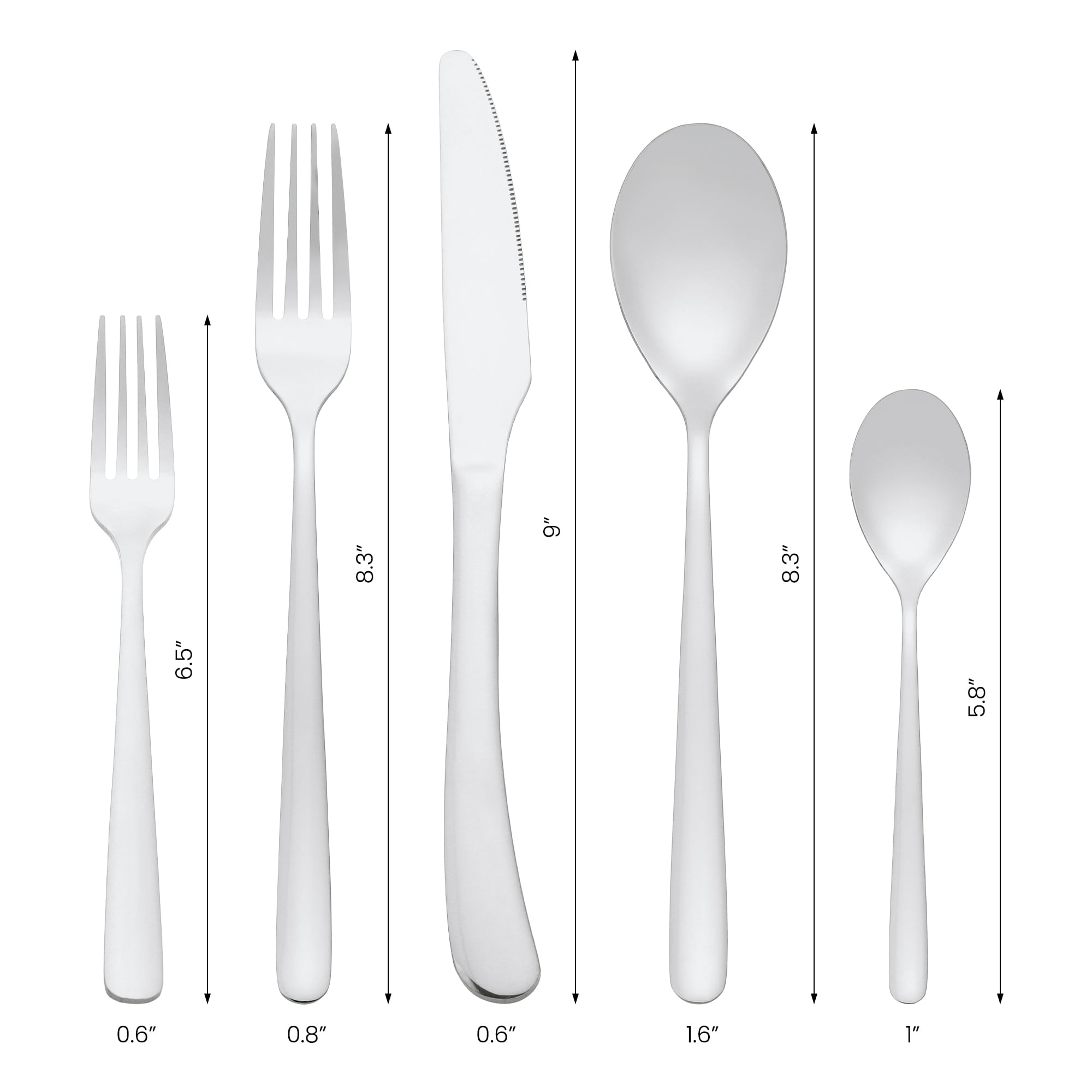 Unique Bargains 5 Pcs Silverware Set Stainless Steel Flatware Silver