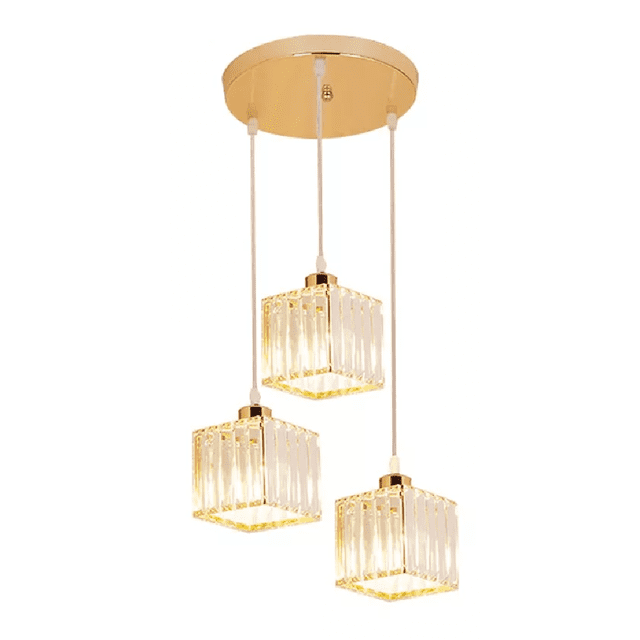 Lámpara Moderna De Techo de Cristal Decorativa 3 Cabezas Base dorada