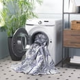 thumbnail image 4 of SAFAVIEH Malibu Crispin Leaves Polyester Machine Washable Area Rug, Ivory/Navy, 6' x 6' Round, 4 of 7
