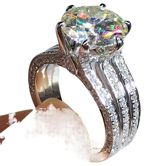 LINXIQIN Elegant Cocktail Bridal For Her For Women Lightweight Sparkling AAA Zircon CZ Ring Perfect Present Gift Box Included