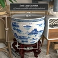 thumbnail image 4 of Red Lantern Large 20" Blue & White Landscape Porcelain Fishbowl Planter, 4 of 6