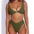 thumbnail image 6 of Penkiiy Women's Sexy Thong Bottom Two Piece Bikini Double Shoulder Straps Cute Swimsuit Triangle Bathing L Army Green, 6 of 9