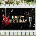 thumbnail image 2 of LUUFILx Happy Birthday Backdrop Party Decoration Banner with Guitar Microphone Background for Music Celebration Photography Props Birthday Party Event, 2 of 7