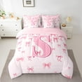 thumbnail image 2 of jejeloiu Personalized Gifts Bowtie Bedding Comforter Set 7 Pieces,Letter S Full Bedding Set,Pink Bow Bowknot Fitted Sheet Flat Sheet,Lightweight Room Decoration Reversible, 2 of 8