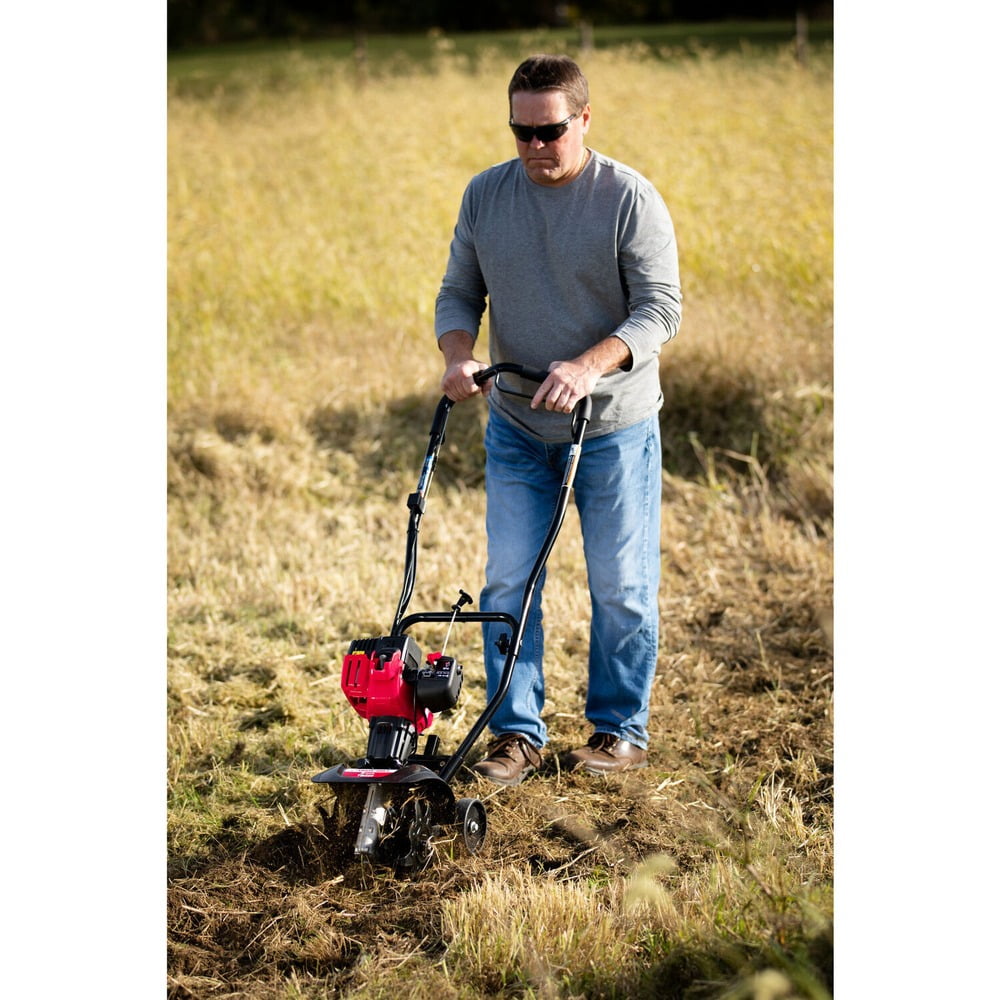 Troy-Bilt EC 2 Cycle Gas Power Walk Behind 9 Inch Garden Cultivator Tiller, Red