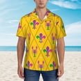 thumbnail image 4 of Daiia Mardi Gras Crayfish and Fleur de lis Hawaiian Shirt for Men Gentle Cotton Regular Short Sleeve Casual-3X-Large, 4 of 9