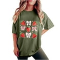 thumbnail image 2 of LEBONYARD Womens Summer Tops Plus Size,Women's Fashion Summer Round Neck Drop Sleeves Leisure Short Sleeve Fruit Printing Tops Army Green S, 2 of 6