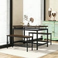 thumbnail image 2 of Gymax 3 PCS Dining Table Set for 4 w/ 43" Wooden Kitchen Table 2 Benches Metal Frame, 2 of 10
