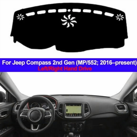 Leather Car Dashboard Protects Cover For Jeep Compass 2nd Gen 2016 2017 2018 2019 2020 Black