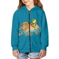 thumbnail image 3 of Chaqlin Frog Guitar Capybara Orange Girls Long Sleeve Hooded Pullover Lightweight with Pockets Trendy Comfy Top for Teens Fall Size 10-12, 3 of 7