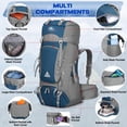 thumbnail image 3 of Mochila de Senderismo IGOLUMON 60L Impermeable para Camping Azul, 3 of 7