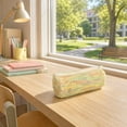 thumbnail image 5 of Hyknon Pencil Pouch Bag, Soft Gradient Rainbow Knitted Pencil Case, Large Capacity Cozy Striped Fabric Zipper Pen Pouch, Portable Lightweight Makeup Bag for Daily Daily Campus Office, Yellow, 5 of 7