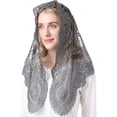 thumbnail image 1 of Triangular Mantilla Lace Head Covering Mass Catholic Church Veils, 1 of 7