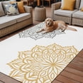 thumbnail image 4 of 5' x 8' Outdoor Rug, Boho Gray Beige Floral Outdoor Washable Rug Large Floor Carpet, Retro Abstract Art Flowers Non Shedding Area Rug for Outside Patio RV Porch Deck Balcony Camping Living Room, 4 of 9