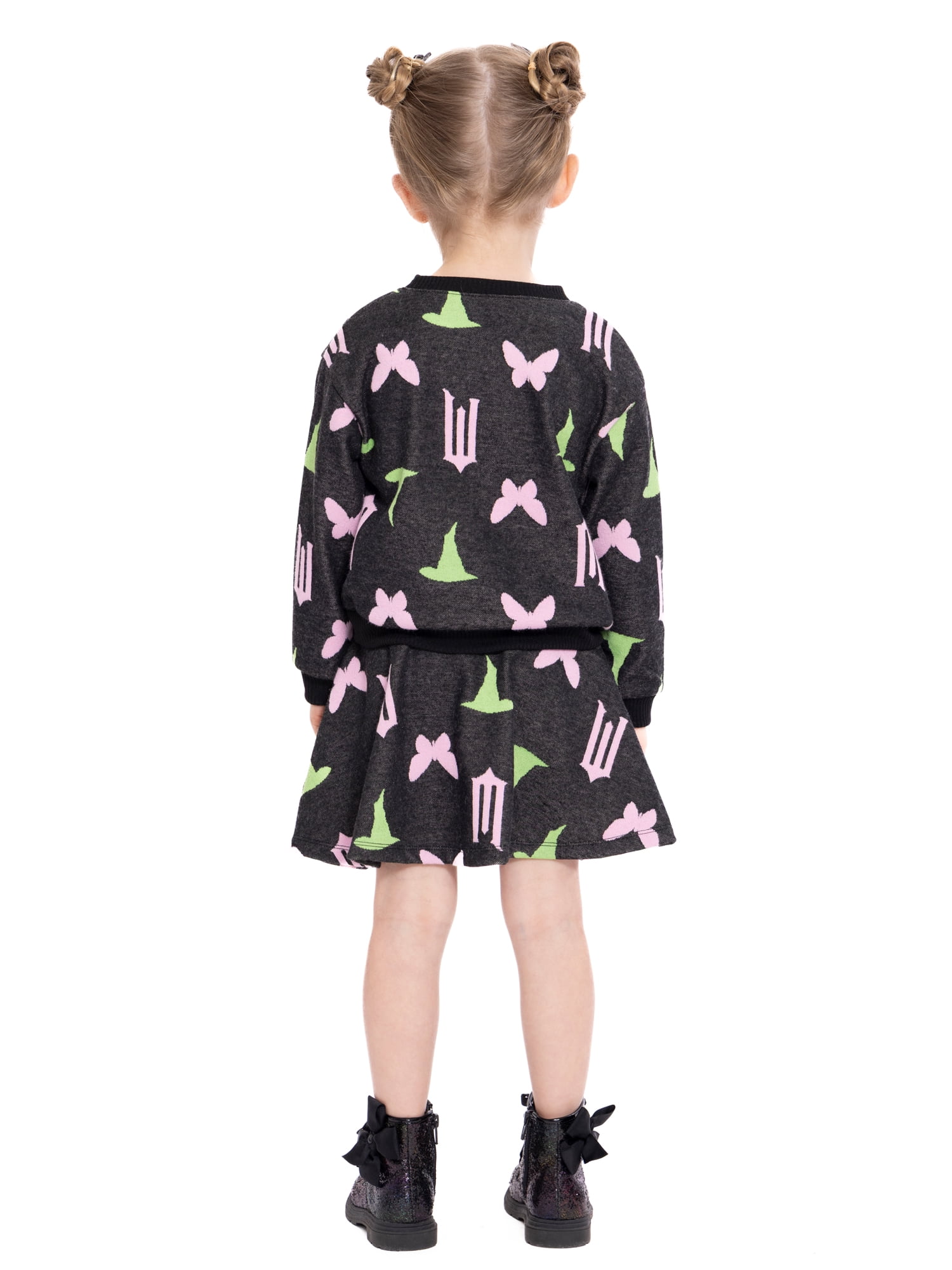 Wicked Toddler Girls Intarsia Graphic Sweater and Skirt Set, 2-Piece, Sizes 2T-5T