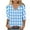 Blue, variant on Aofany Womens 3/4 Sleeve Blouses Plus Size Loose Fit Plaid Womens Dress Tops for Women V Neck Tee Shirts