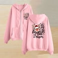 thumbnail image 2 of BiZtdJrK Sweatshirts Jackets for Women Full Zip Long Sleeve Hoodies Christmas Funny Graphic Printed Hooded Jackets Going Out Tops with Pockets Prime Sales of The Day Pink L, 2 of 4