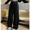 thumbnail image 4 of dazeni Cargo Pants for Girl Teen Baggy Parachute Trouser with Pocket Tween Wide Leg Y2K Sweatpant Hip Hop Dance Jogger Open Bottom Black, 4 of 7