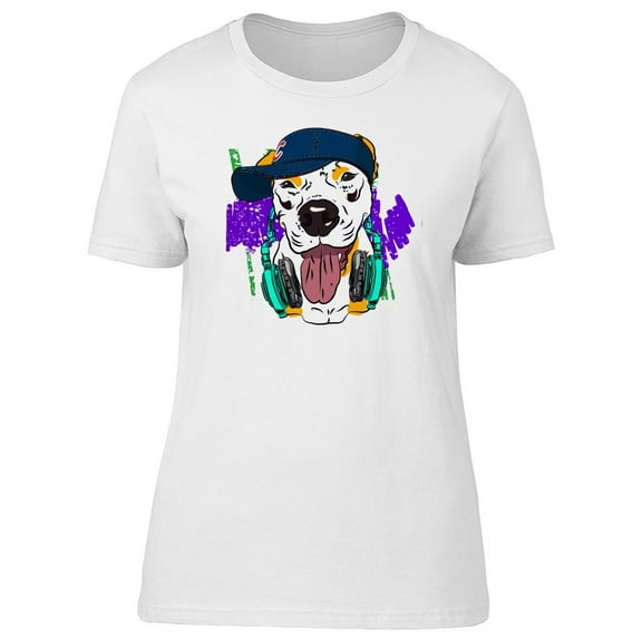 Dog With Headphones And Hat Tee Women's -Image by Shutterstock