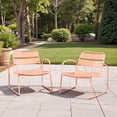 thumbnail image 2 of Tcbosik 2 Pack Metal Chairs for Outdoor, Modern Armchair, Accent Club Chair for Porch, Garden, Patio, Backyard, Easy Assembly, Coral, 2 of 11