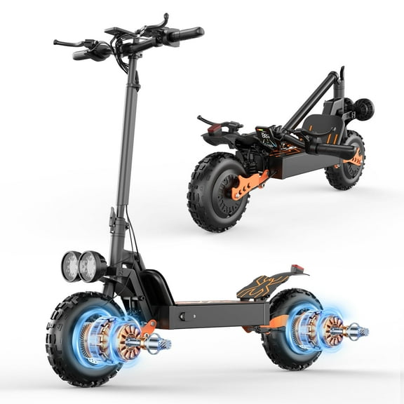 AKSGO GT28 Electric Scooter Adults, 10" Off Road Tires, 48V 30AH 2000W Dual Motor Heavy Duty E Scooter, Multiple Shock Absorption, 365LBS Load, Folding Scooter for Teens