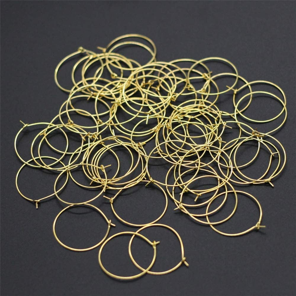 Gold,35 x 30 mm 100 Pcs DIY Wine Glass Charm Rings Earring Hoops Ear Wires Charming Jewelry Ornaments for Wedding Party Decoration Ornaments