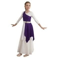 thumbnail image 3 of MSemis Kids Girls Worship Praise Dance Overlay Tunic Liturgical Lyrical Dance Costume Purple 6, 3 of 6