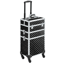 Yaheetech 3-in-1 Rolling Makeup Train Case with Large Storage & 360° Wheels, Black