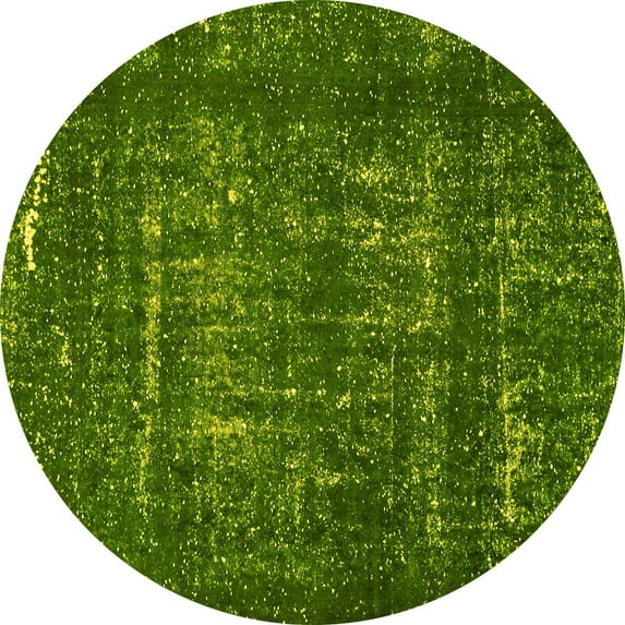 Ahgly Company Machine Washable Indoor Round Abstract Yellow Modern Area Rugs, 7' Round