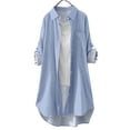 thumbnail image 4 of Outfmvch Linen Button Down Shirt Women Button Down Plaid Shacket Shirt Womens Cotton Linen Tunic Women 2026 Loose Fit Tops Vacation Blouses Cruise Outfits Sky Blue L, 4 of 4